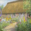 Carl Emil Uphoff (Witten/Ruhr 1885 - Worpswede 1971). Brünjeshof mit Blumenbeet - Paulas Atelier. - Now at the auction