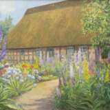 Carl Emil Uphoff (Witten/Ruhr 1885 - Worpswede 1971). Brünjeshof mit Blumenbeet - Paulas Atelier. - Foto 1
