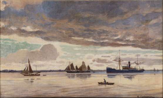 Friedrich Kallmorgen (Altona 1856 - Grötzingen 1924). Abendstimmung auf der Elbe. - photo 1