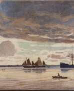 Friedrich Kallmorgen. Friedrich Kallmorgen (Altona 1856 - Grötzingen 1924). Abendstimmung auf der Elbe.