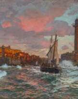 Carl Becker (Hameln 1862 - Hamburg 1926). Hafeneinfahrt von Whitby.