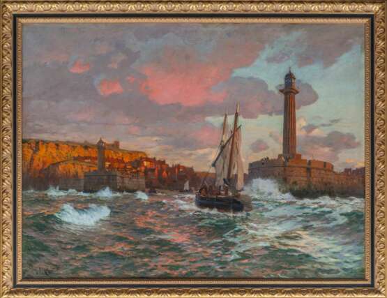 Carl Becker (Hameln 1862 - Hamburg 1926). Hafeneinfahrt von Whitby. - photo 2
