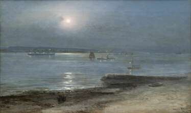 Carl Wilhelm Hugo Schnars-Alquist (Hamburg 1855 - Hamburg 1939). Elbe bei Mondschein.