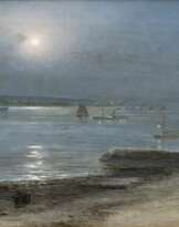 Carl Wilhelm Hugo Schnars-Alquist (Hamburg 1855 - Hamburg 1939). Elbe bei Mondschein.