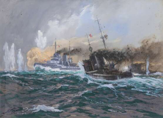 Hans Bohrdt (Berlin 1857 - Berlin 1945). Deutsche Torpedoboote beim Angriff am Abend der Skagerrak-Schlacht am 31. Mai 1916. - photo 1