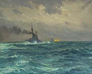 Claus Bergen (Stuttgart 1885 - Lenggries 1964). Die deutsche Flotte in der Schlacht von Skagerrak 1916.