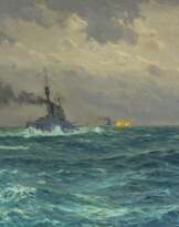 Claus Bergen (Stuttgart 1885 - Lenggries 1964). Die deutsche Flotte in der Schlacht von Skagerrak 1916.