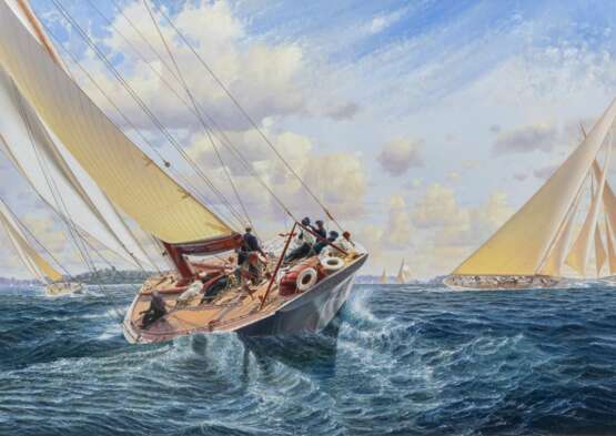 Uwe Lütgen (Hamburg 1944). Die Enterprise aus New York in einer Regatta. - Foto 1
