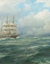 Carl Wilhelm Hugo Schnars-Alquist (Hamburg 1855 - Hamburg 1939). Dreimaster im Sturm.