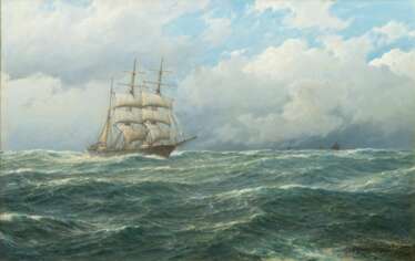 Carl Wilhelm Hugo Schnars-Alquist (Hamburg 1855 - Hamburg 1939). Dreimaster im Sturm.