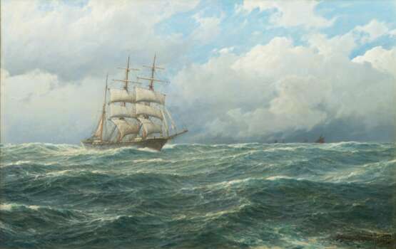 Carl Wilhelm Hugo Schnars-Alquist (Hamburg 1855 - Hamburg 1939). Dreimaster im Sturm. - Foto 1