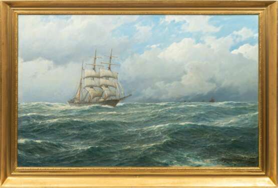 Carl Wilhelm Hugo Schnars-Alquist (Hamburg 1855 - Hamburg 1939). Dreimaster im Sturm. - Foto 2