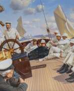 Uwe Lütgen. Uwe Lütgen (Hamburg 1944). König George V. am Ruder der Britannia während der Cowes Week.