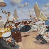 Uwe Lütgen (Hamburg 1944). König George V. am Ruder der Britannia während der Cowes Week. - Foto 1