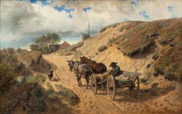 Hermann Kauffmann (Hamburg 1808 - Hamburg 1889). Fuhrwerk auf dem Heimweg.