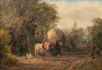 Hermann Kauffmann (Hamburg 1808 - Hamburg 1889). Vor der Schenke.