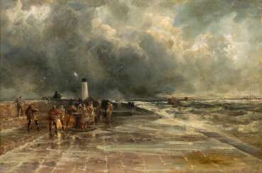 Joseph Wopfner (Schwaz/Tirol 1843 - München 1927). Mole im Sturm.