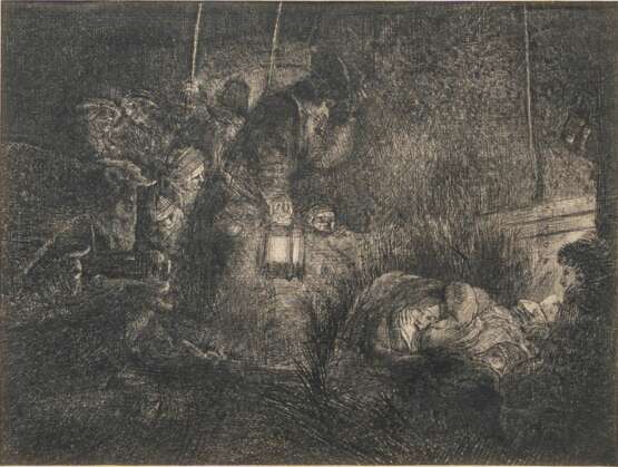 Rembrandt Harmenszoon van Rijn (Leiden 1606 - Amsterdam 1669). Anbetung der Hirten. - photo 1
