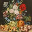 P. M. Hinrichs tätig 2. Hälfte 19. Jh. Stillleben mit Blumen und Früchten. - Prix ​​des enchères
