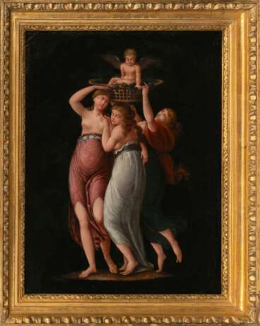 Deutscher Meister tätig um 1800. Drei Grazien mit Putto. - Foto 2