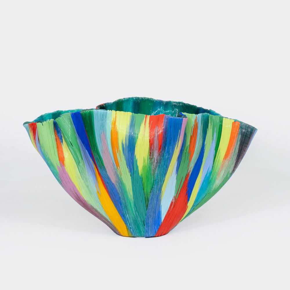 Mary Ann Toots Zynski (Massachusetts 1951). Außergewöhnliches 'Filet de Verre'-Schalenobjekt. Mary Ann Toots Zynski (Massachusetts 1951). Außergewöhnliches 'Filet de Verre'-Schalenobjekt.