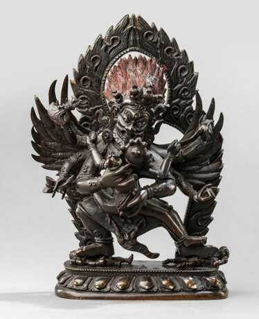 Bronze des Hayagriva mit Shakti - Foto 1