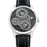 HARRY WINSTON & JEAN-FRANCOIS MOJON. A RARE 18K WHITE GOLD LIMITED EDITION SEMI-SKELETONISED DUAL TIME WIRSTWATCH WITH POWER RESERVE - photo 1