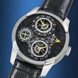 HARRY WINSTON & JEAN-FRANCOIS MOJON. A RARE 18K WHITE GOLD LIMITED EDITION SEMI-SKELETONISED DUAL TIME WIRSTWATCH WITH POWER RESERVE - photo 2