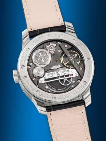 HARRY WINSTON & JEAN-FRANCOIS MOJON. A RARE 18K WHITE GOLD LIMITED EDITION SEMI-SKELETONISED DUAL TIME WIRSTWATCH WITH POWER RESERVE - photo 3 HARRY WINSTON & JEAN-FRANCOIS MOJON. A RARE 18K WHITE GOLD LIMITED EDITION SEMI-SKELETONISED DUAL TIME WIRSTWATCH WITH POWER RESERVE - photo 3