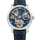GREUBEL FORSEY. A VERY RARE AND EXCEPTIONAL SEMI-SKELETONISED LIMITED EDITION TITANIUM WRISTWATCH WITH INCLINED DOUBLE TOURBILLON AND FIVE-DAY POWER RESERVE - photo 1