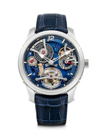 GREUBEL FORSEY. A VERY RARE AND EXCEPTIONAL SEMI-SKELETONISED LIMITED EDITION TITANIUM WRISTWATCH WITH INCLINED DOUBLE TOURBILLON AND FIVE-DAY POWER RESERVE - photo 1