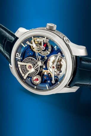 GREUBEL FORSEY. A VERY RARE AND EXCEPTIONAL SEMI-SKELETONISED LIMITED EDITION TITANIUM WRISTWATCH WITH INCLINED DOUBLE TOURBILLON AND FIVE-DAY POWER RESERVE - photo 2