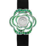 CHANEL. A LADY`S ELEGANT 18K WHITE GOLD, DIAMOND AND EMERALD-SET WRISTWATCH - фото 1