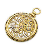 AUDEMARS PIGUET. 18K GOLD, DIAMOND AND SAPPHIRE-SET SKELETONISED POCKET WATCH - photo 3