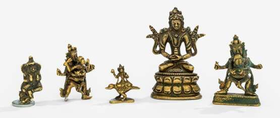 Fünf Bronzen, u.a. Agni, Dakini, Samvara und Amitayus - photo 1