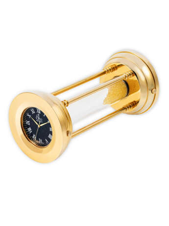 JACOB & CO. A GILT BRASS AND YELLOW GEMSTONE DUAL TIME AND HOURGLASS TIMER - фото 2