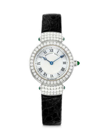 BREGUET. A LADY`S 18K WHITE GOLD, DIAMOND AND GREEN GEMSTONE-SET WRISTWATCH - фото 1