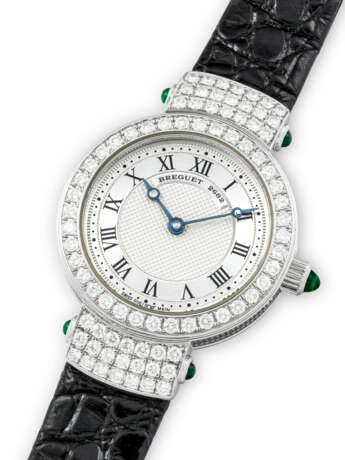 BREGUET. A LADY`S 18K WHITE GOLD, DIAMOND AND GREEN GEMSTONE-SET WRISTWATCH - фото 2