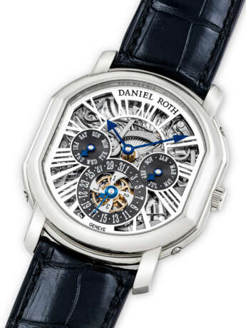 DANIEL ROTH. AN 18K WHITE GOLD SEMI-SKELETONISED AUTOMATIC PERPETUAL CALENDAR WRISTWATCH WITH LEAP YEAR INDICATION - photo 2