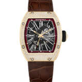 RICHARD MILLE. A RARE AND ATTRACTIVE 18K PINK GOLD AND DIAMOND-SET AUTOMATIC SEMI-SKELETONISED WRISTWATCH WITH SWEEP CENTRE SECONDS AND DATE - Foto 1