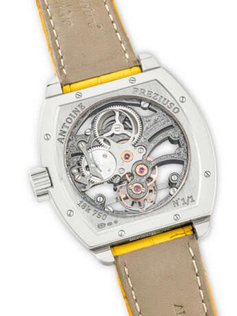 ANTOINE PREZIUSO. A UNIQUE 18K WHITE GOLD SKELETONISED TOURBILLON WRISTWATCH - фото 3