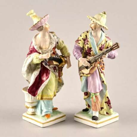 Une paire en porcelaine de Musiciens Chinois Hand Painted 19th century - Foto 7