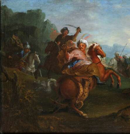 Жозеф Франсуа Парросель (1704; 1781) Приписывается. Турецкие всадники атакованы тиграми oil on panel 18th century г. - фото 3