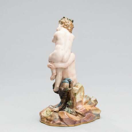 Groupe en porcelaine Satyre et Dionysos. Meissen XIXe si&egrave;cle. Porzellan Late 19th century - Foto 3
