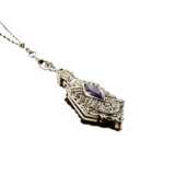 Pendentif lorgnette en argent sur cha&icirc;ne Platinin. Marcasite 20th century - Foto 5