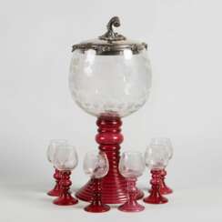 Bol perche avec six verres