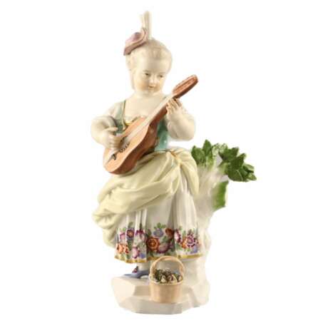 Girl with a lute. 19th century. Polychrome painting Rococo 19th century - photo 2