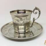 Coffee cup with saucer Silver At the turn of 19th -20th century - photo 1