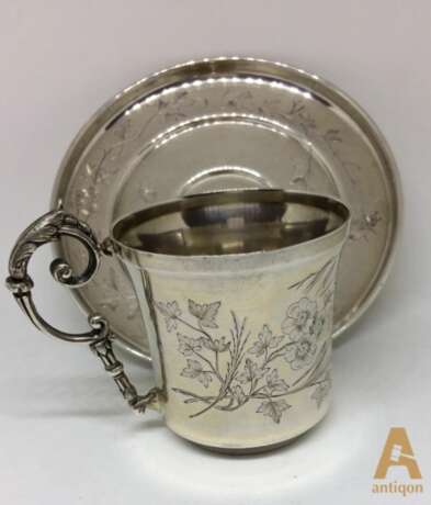 Coffee cup with saucer Silver At the turn of 19th -20th century - photo 2