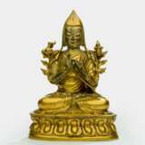 Feuervergoldete Bronze des Tsongkhapa auf einem Lotos - Foto 1